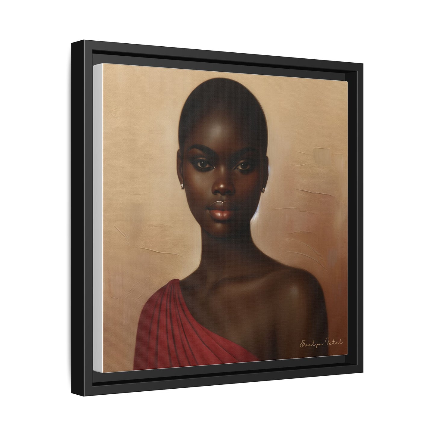 Wall Art, African Woman Portrait Painting, Matte Canvas, Framed, Home Decor, Living Room, Bedroom, Gift Ideas, Mother's Day, Black History