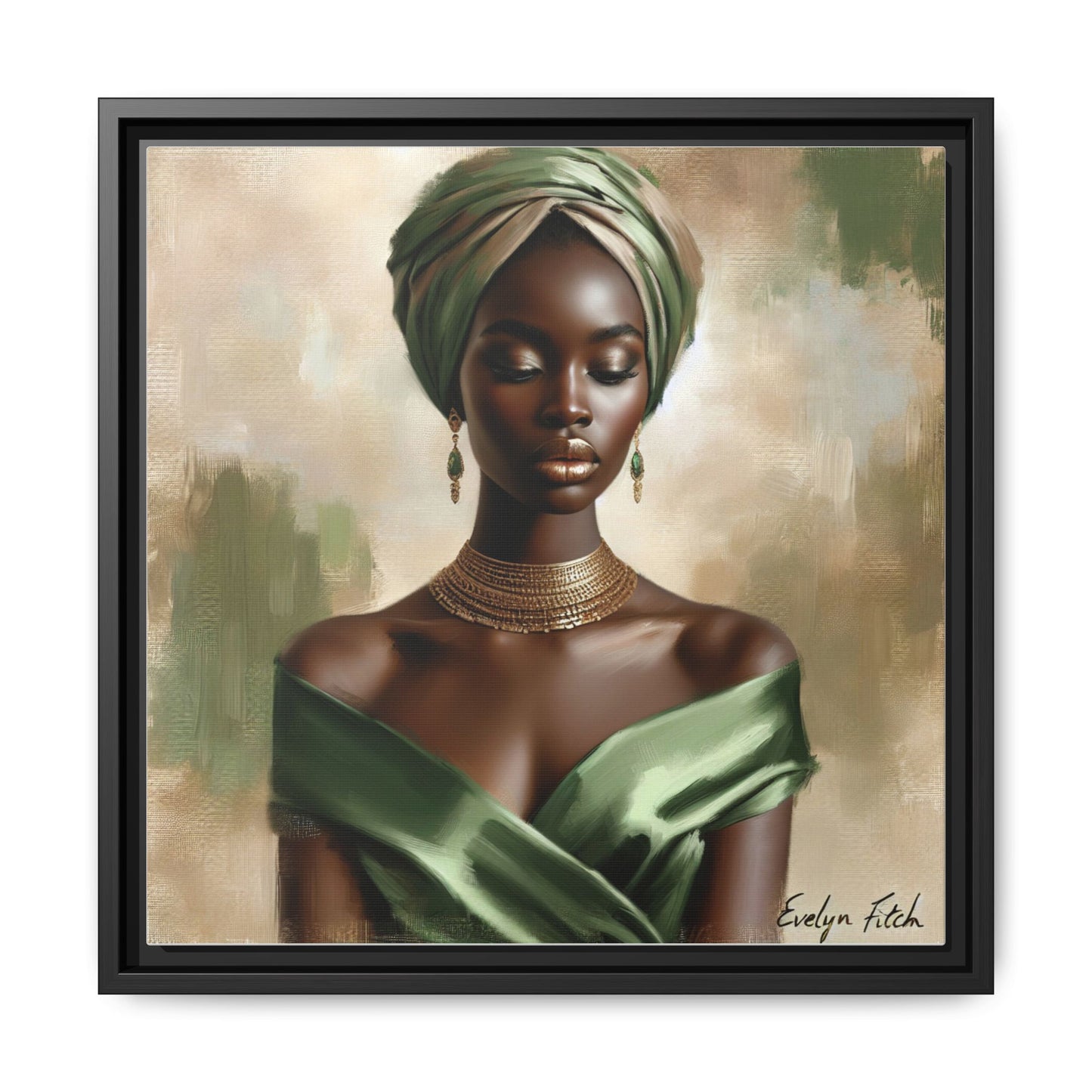 Stunning Framed Canvas Art Print, Elegant Wall Decor, Home Office Artwork, Black Glamour Portrait, Ethnic Style