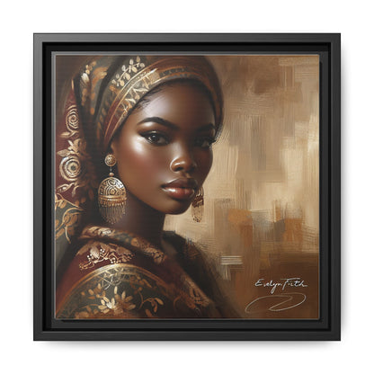 Wall Art Print, Elegant Afrocentric Home Decor, Black Woman Portrait, Unique Gift for Her, Matte Canvas, Framed Art Print for Living Room