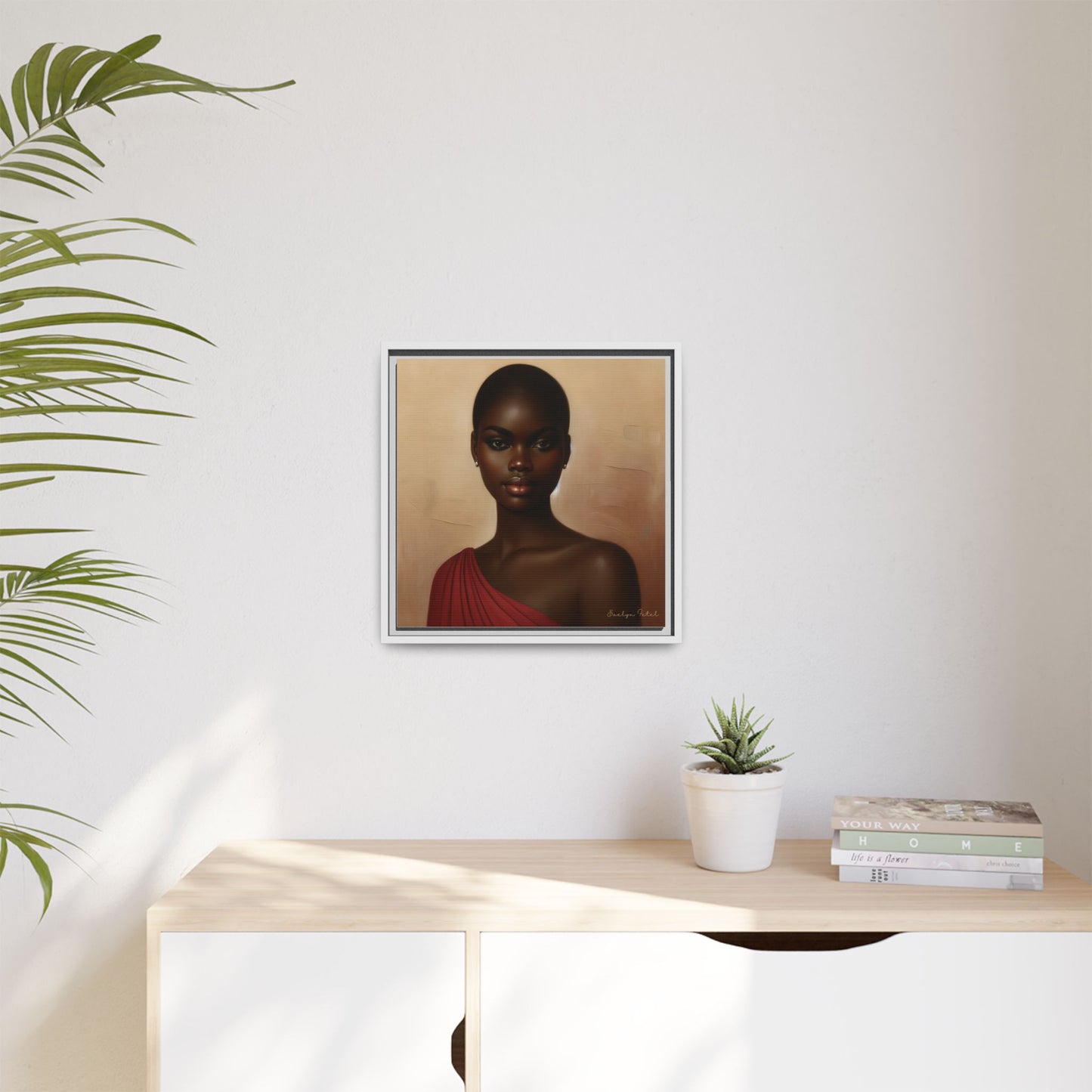 Wall Art, African Woman Portrait Painting, Matte Canvas, Framed, Home Decor, Living Room, Bedroom, Gift Ideas, Mother's Day, Black History