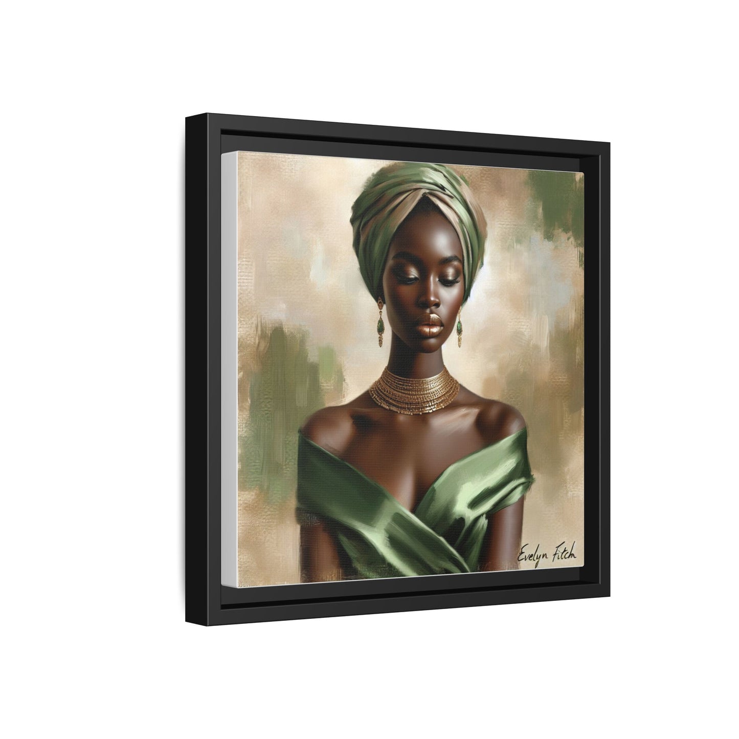 Stunning Framed Canvas Art Print, Elegant Wall Decor, Home Office Artwork, Black Glamour Portrait, Ethnic Style