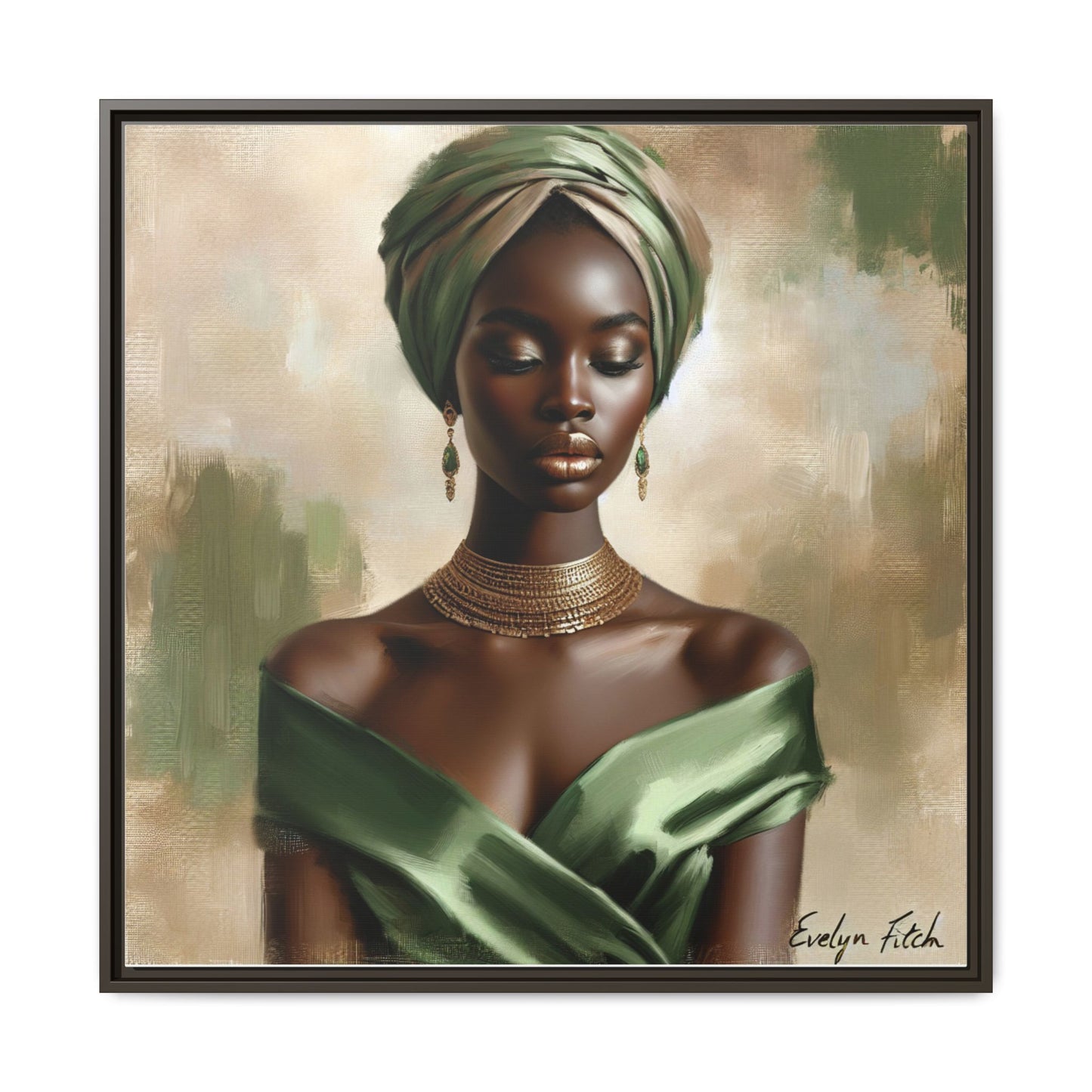 Stunning Framed Canvas Art Print, Elegant Wall Decor, Home Office Artwork, Black Glamour Portrait, Ethnic Style