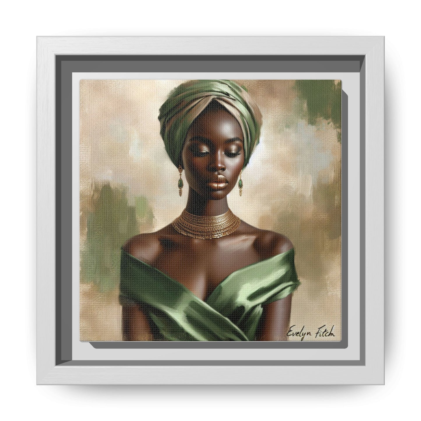 Stunning Framed Canvas Art Print, Elegant Wall Decor, Home Office Artwork, Black Glamour Portrait, Ethnic Style