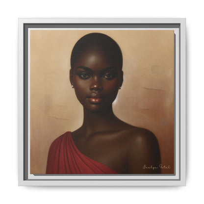 Wall Art, African Woman Portrait Painting, Matte Canvas, Framed, Home Decor, Living Room, Bedroom, Gift Ideas, Mother's Day, Black History