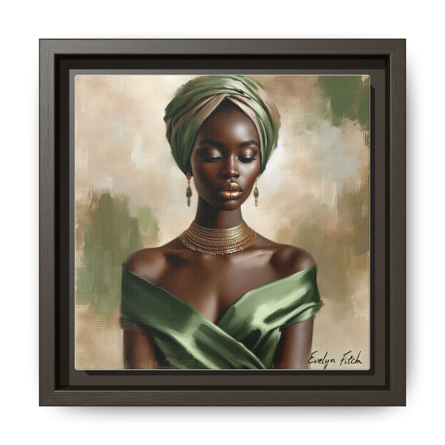 Stunning Framed Canvas Art Print, Elegant Wall Decor, Home Office Artwork, Black Glamour Portrait, Ethnic Style