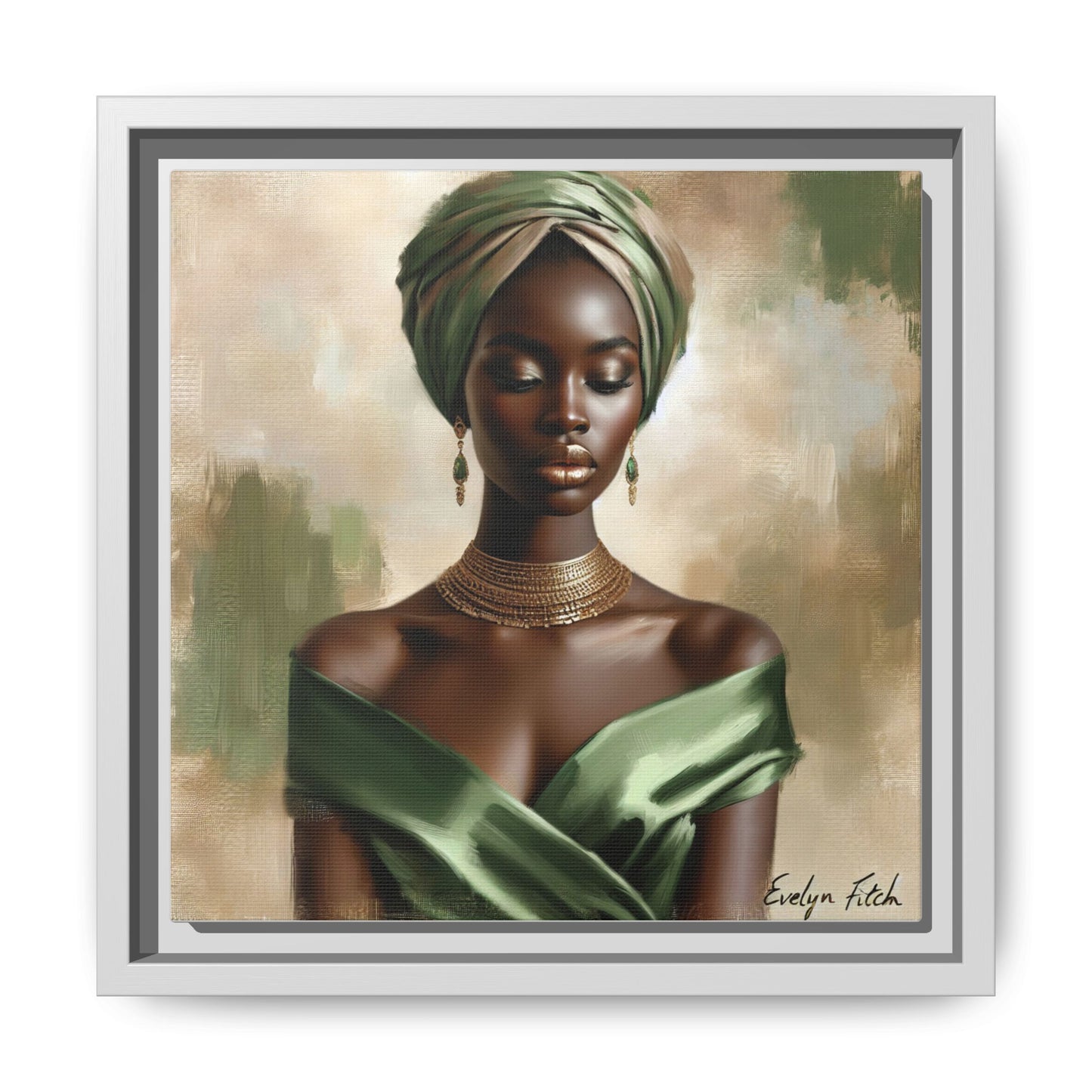 Stunning Framed Canvas Art Print, Elegant Wall Decor, Home Office Artwork, Black Glamour Portrait, Ethnic Style