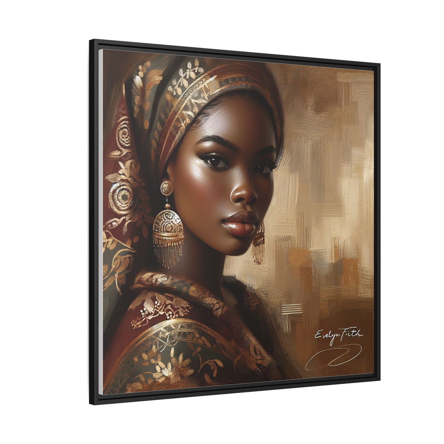 Wall Art Print, Elegant Afrocentric Home Decor, Black Woman Portrait, Unique Gift for Her, Matte Canvas, Framed Art Print for Living Room
