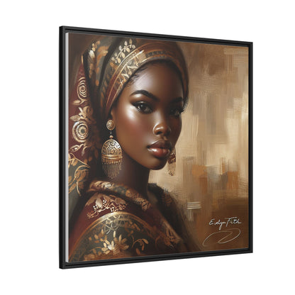Wall Art Print, Elegant Afrocentric Home Decor, Black Woman Portrait, Unique Gift for Her, Matte Canvas, Framed Art Print for Living Room