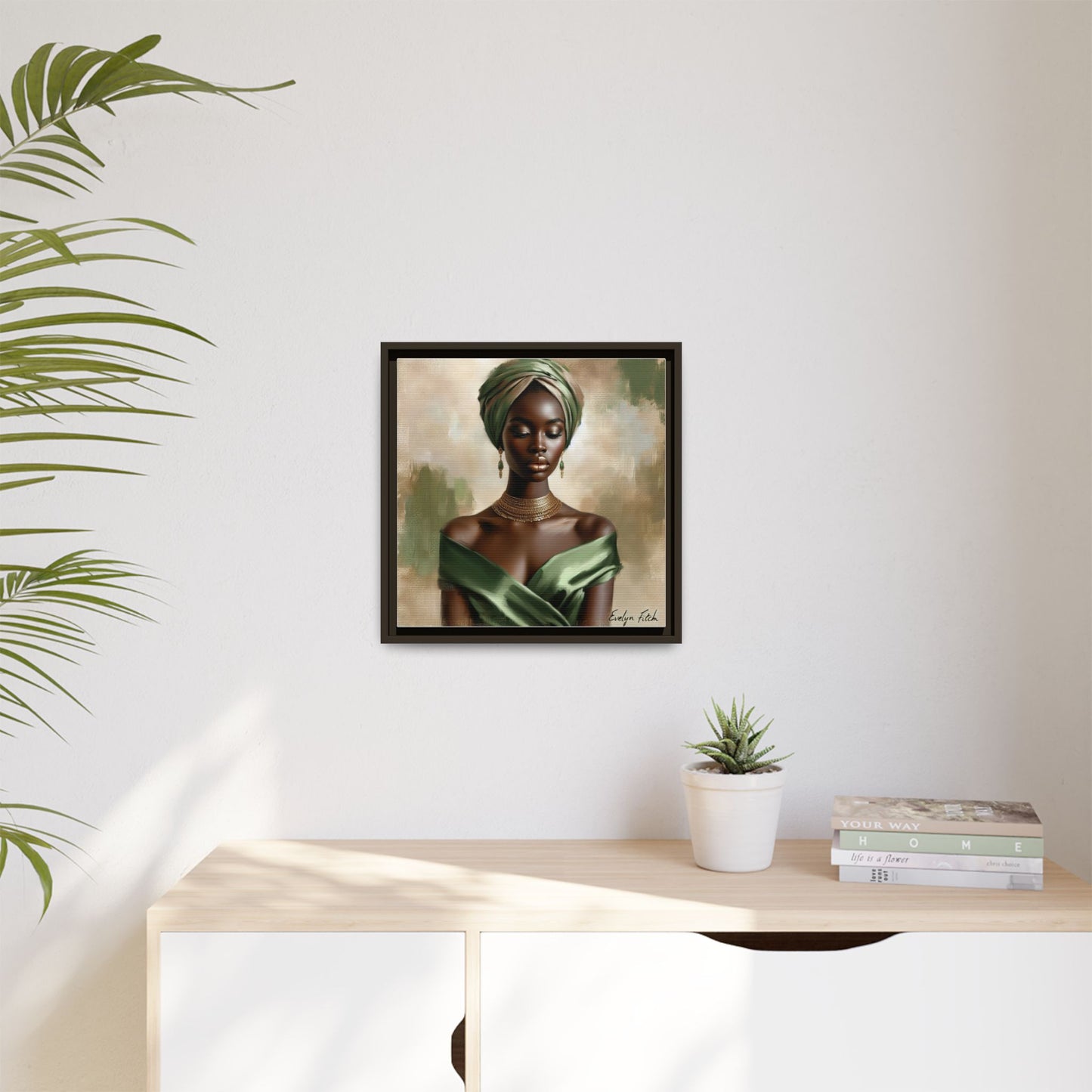 Stunning Framed Canvas Art Print, Elegant Wall Decor, Home Office Artwork, Black Glamour Portrait, Ethnic Style