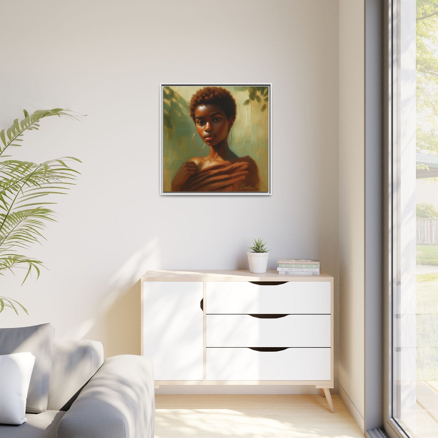 Framed Wall Art, Ethereal Portrait of a Woman, Home Decor, Gift for Her, Modern Artwork, Minimalist