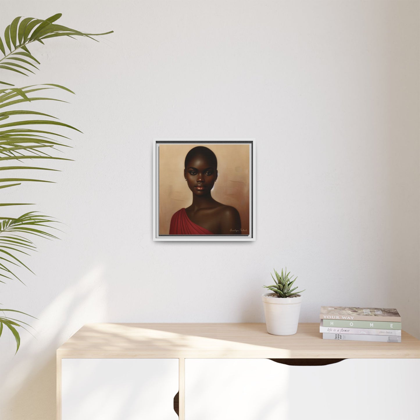 Wall Art, African Woman Portrait Painting, Matte Canvas, Framed, Home Decor, Living Room, Bedroom, Gift Ideas, Mother's Day, Black History