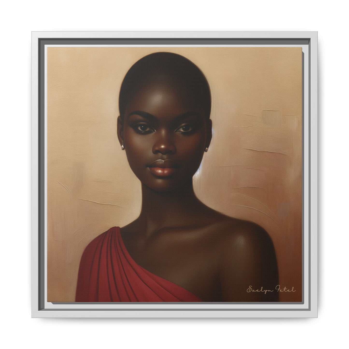 Wall Art, African Woman Portrait Painting, Matte Canvas, Framed, Home Decor, Living Room, Bedroom, Gift Ideas, Mother's Day, Black History