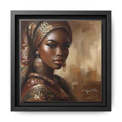 Wall Art Print, Elegant Afrocentric Home Decor, Black Woman Portrait, Unique Gift for Her, Matte Canvas, Framed Art Print for Living Room