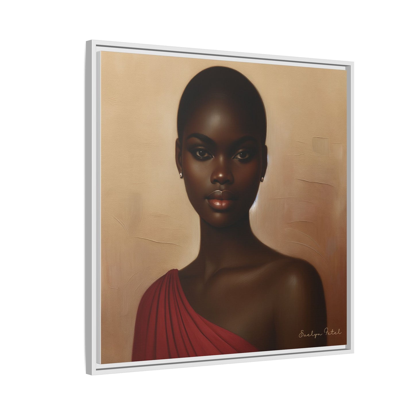Wall Art, African Woman Portrait Painting, Matte Canvas, Framed, Home Decor, Living Room, Bedroom, Gift Ideas, Mother's Day, Black History