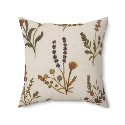 Floral Throw Pillow, Eco-Friendly Home Decor, Boho Cushion, Nature-Inspired Accent, Gift for Gardeners, Cozy Living Room Decor