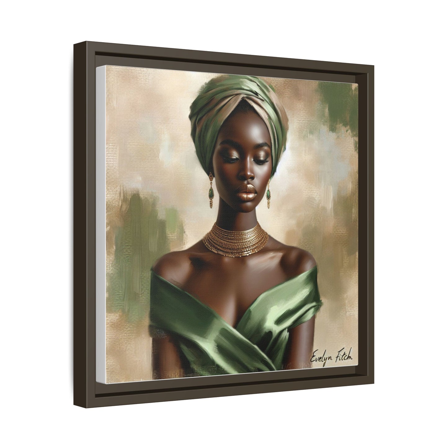 Stunning Framed Canvas Art Print, Elegant Wall Decor, Home Office Artwork, Black Glamour Portrait, Ethnic Style