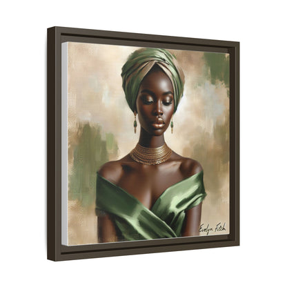 Stunning Framed Canvas Art Print, Elegant Wall Decor, Home Office Artwork, Black Glamour Portrait, Ethnic Style