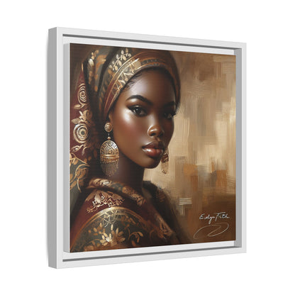 Wall Art Print, Elegant Afrocentric Home Decor, Black Woman Portrait, Unique Gift for Her, Matte Canvas, Framed Art Print for Living Room