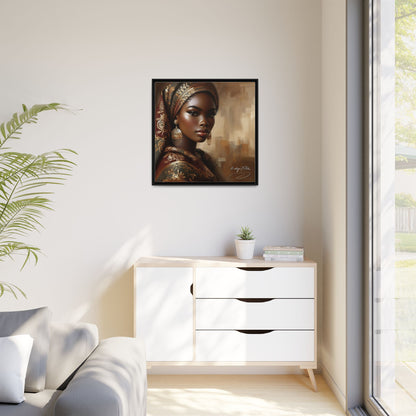 Wall Art Print, Elegant Afrocentric Home Decor, Black Woman Portrait, Unique Gift for Her, Matte Canvas, Framed Art Print for Living Room