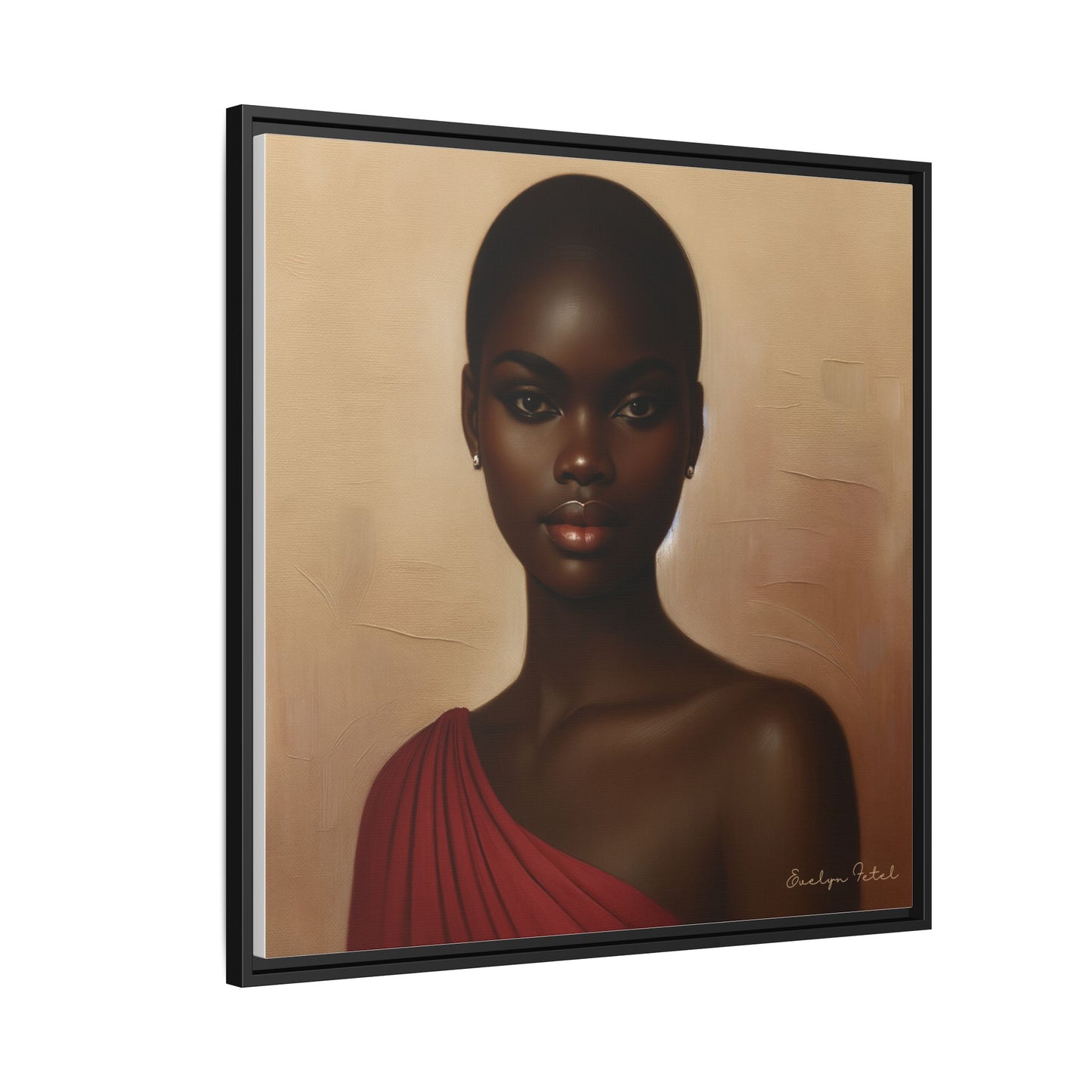 Wall Art, African Woman Portrait Painting, Matte Canvas, Framed, Home Decor, Living Room, Bedroom, Gift Ideas, Mother's Day, Black History