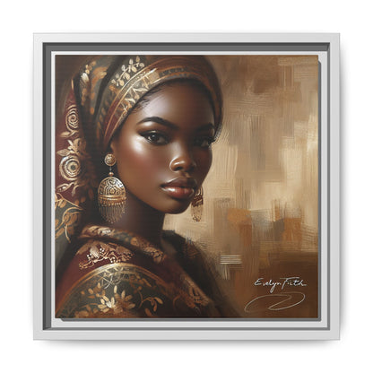 Wall Art Print, Elegant Afrocentric Home Decor, Black Woman Portrait, Unique Gift for Her, Matte Canvas, Framed Art Print for Living Room