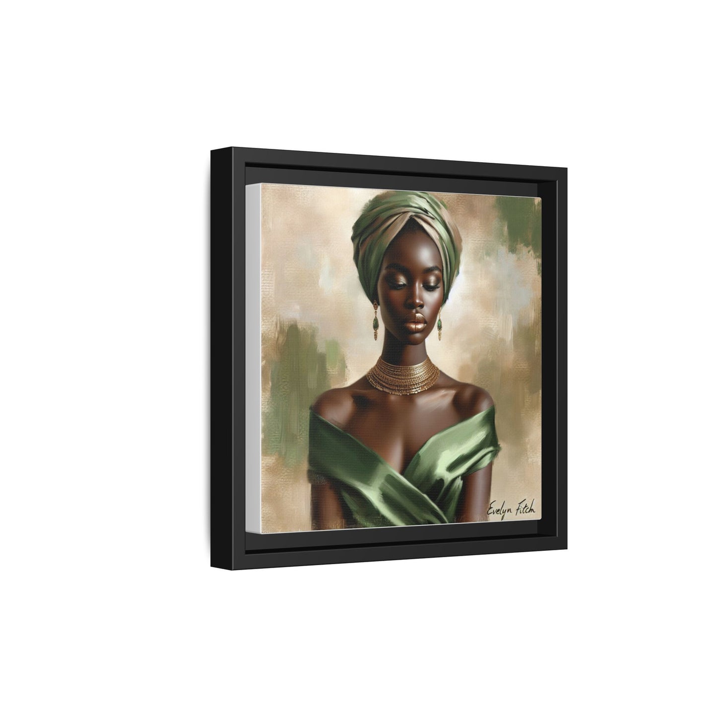 Stunning Framed Canvas Art Print, Elegant Wall Decor, Home Office Artwork, Black Glamour Portrait, Ethnic Style