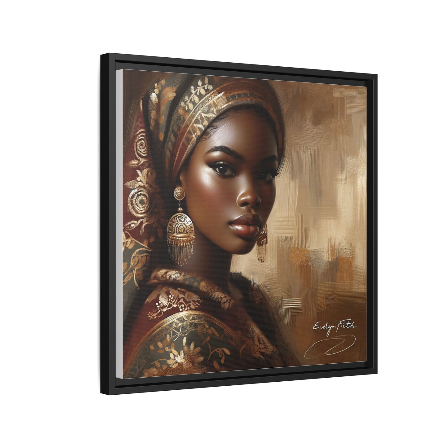 Wall Art Print, Elegant Afrocentric Home Decor, Black Woman Portrait, Unique Gift for Her, Matte Canvas, Framed Art Print for Living Room