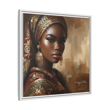 Wall Art Print, Elegant Afrocentric Home Decor, Black Woman Portrait, Unique Gift for Her, Matte Canvas, Framed Art Print for Living Room