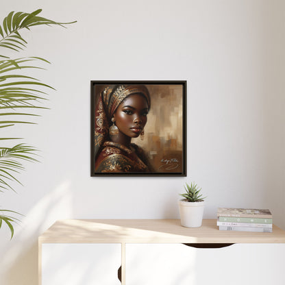 Wall Art Print, Elegant Afrocentric Home Decor, Black Woman Portrait, Unique Gift for Her, Matte Canvas, Framed Art Print for Living Room