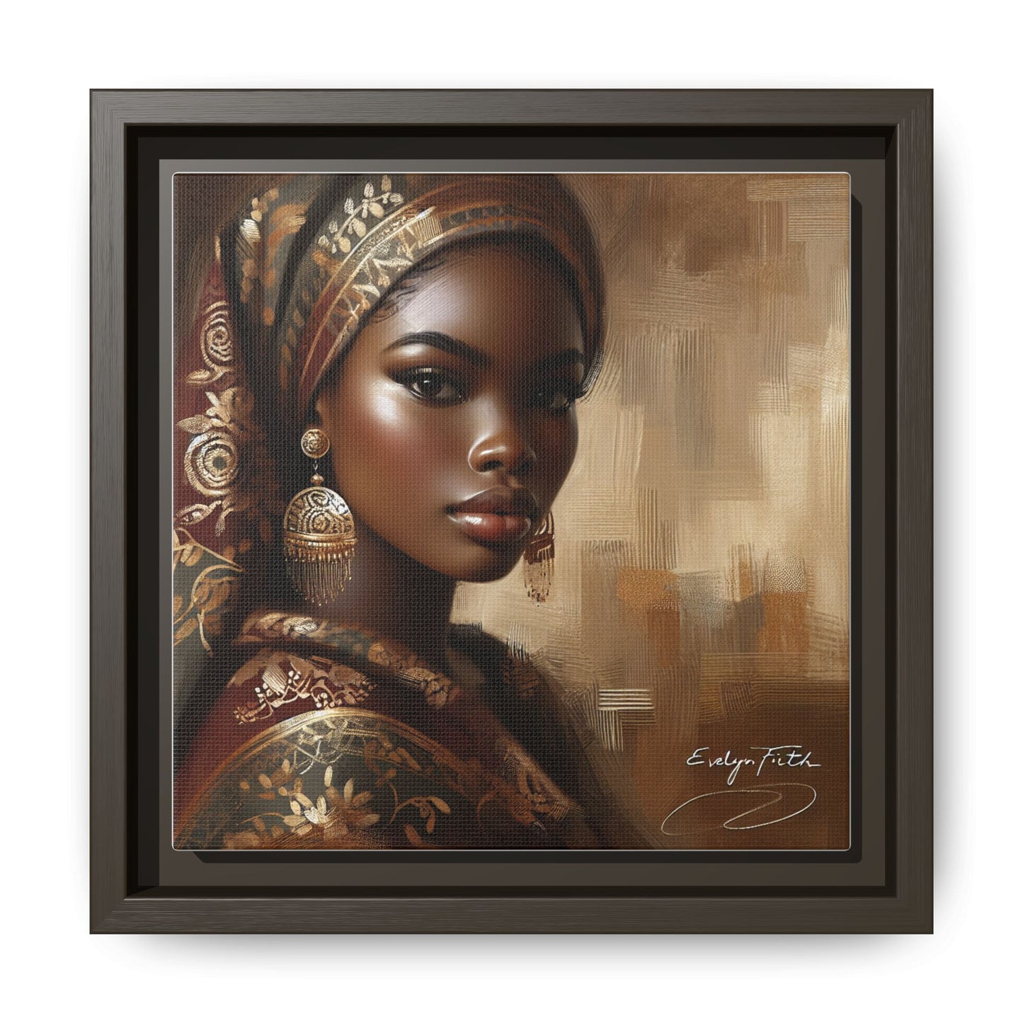 Wall Art Print, Elegant Afrocentric Home Decor, Black Woman Portrait, Unique Gift for Her, Matte Canvas, Framed Art Print for Living Room