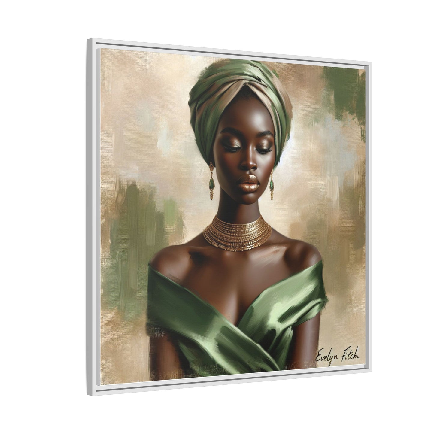Stunning Framed Canvas Art Print, Elegant Wall Decor, Home Office Artwork, Black Glamour Portrait, Ethnic Style