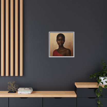 Wall Art, African Woman Portrait Painting, Matte Canvas, Framed, Home Decor, Living Room, Bedroom, Gift Ideas, Mother's Day, Black History