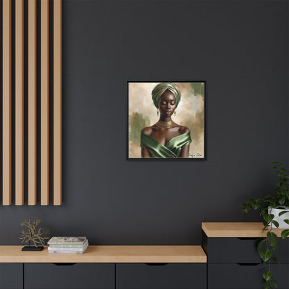 Stunning Framed Canvas Art Print, Elegant Wall Decor, Home Office Artwork, Black Glamour Portrait, Ethnic Style