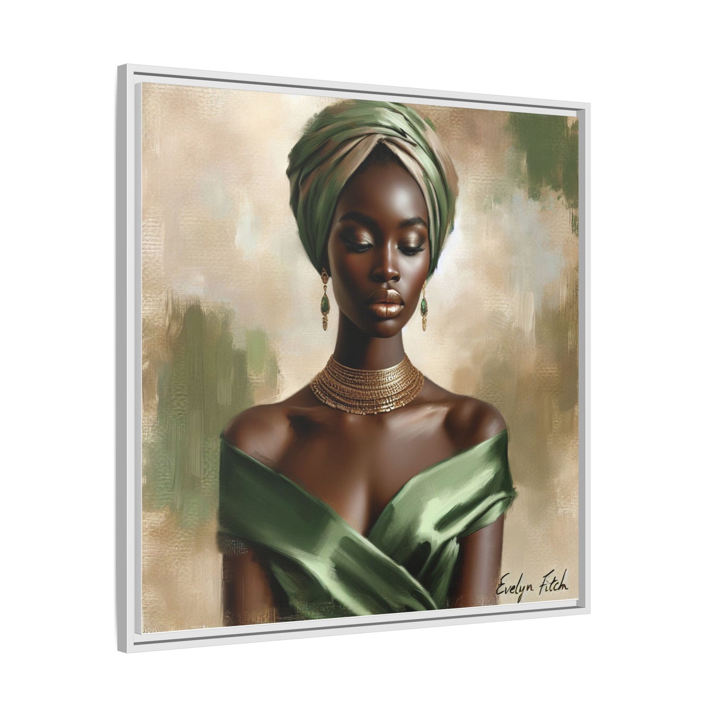 Stunning Framed Canvas Art Print, Elegant Wall Decor, Home Office Artwork, Black Glamour Portrait, Ethnic Style