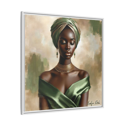 Stunning Framed Canvas Art Print, Elegant Wall Decor, Home Office Artwork, Black Glamour Portrait, Ethnic Style