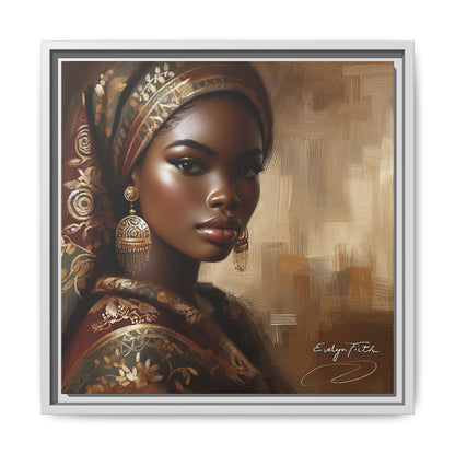 Wall Art Print, Elegant Afrocentric Home Decor, Black Woman Portrait, Unique Gift for Her, Matte Canvas, Framed Art Print for Living Room