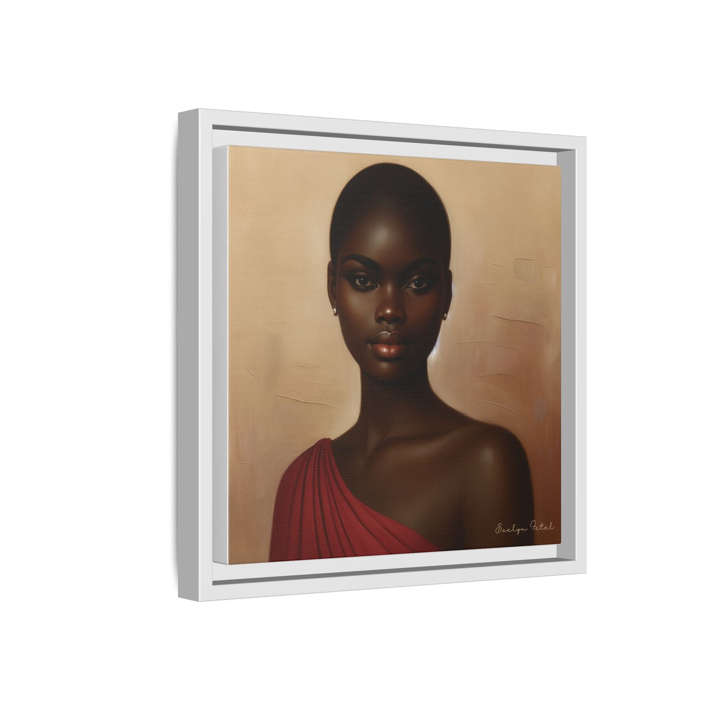 Wall Art, African Woman Portrait Painting, Matte Canvas, Framed, Home Decor, Living Room, Bedroom, Gift Ideas, Mother's Day, Black History