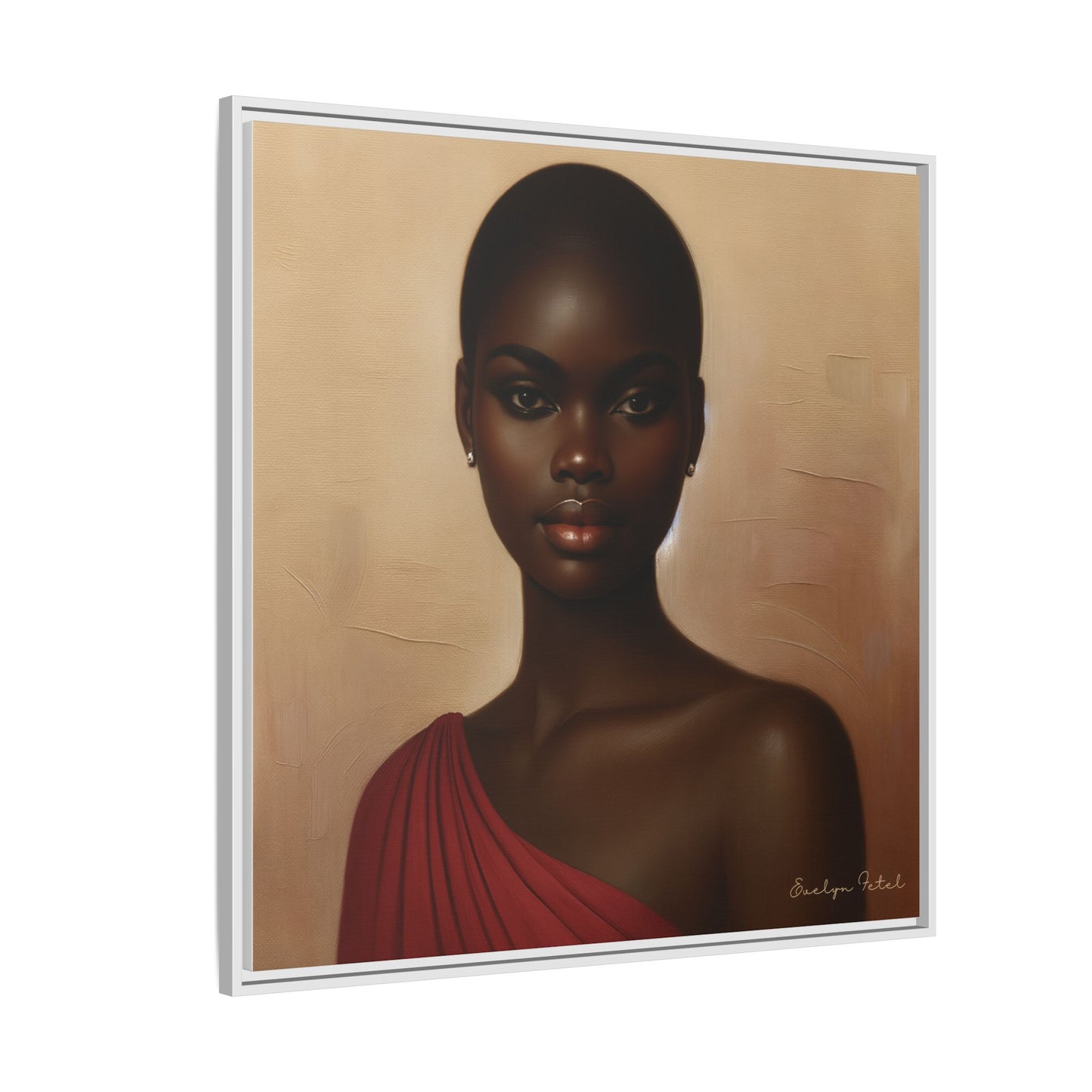 Wall Art, African Woman Portrait Painting, Matte Canvas, Framed, Home Decor, Living Room, Bedroom, Gift Ideas, Mother's Day, Black History