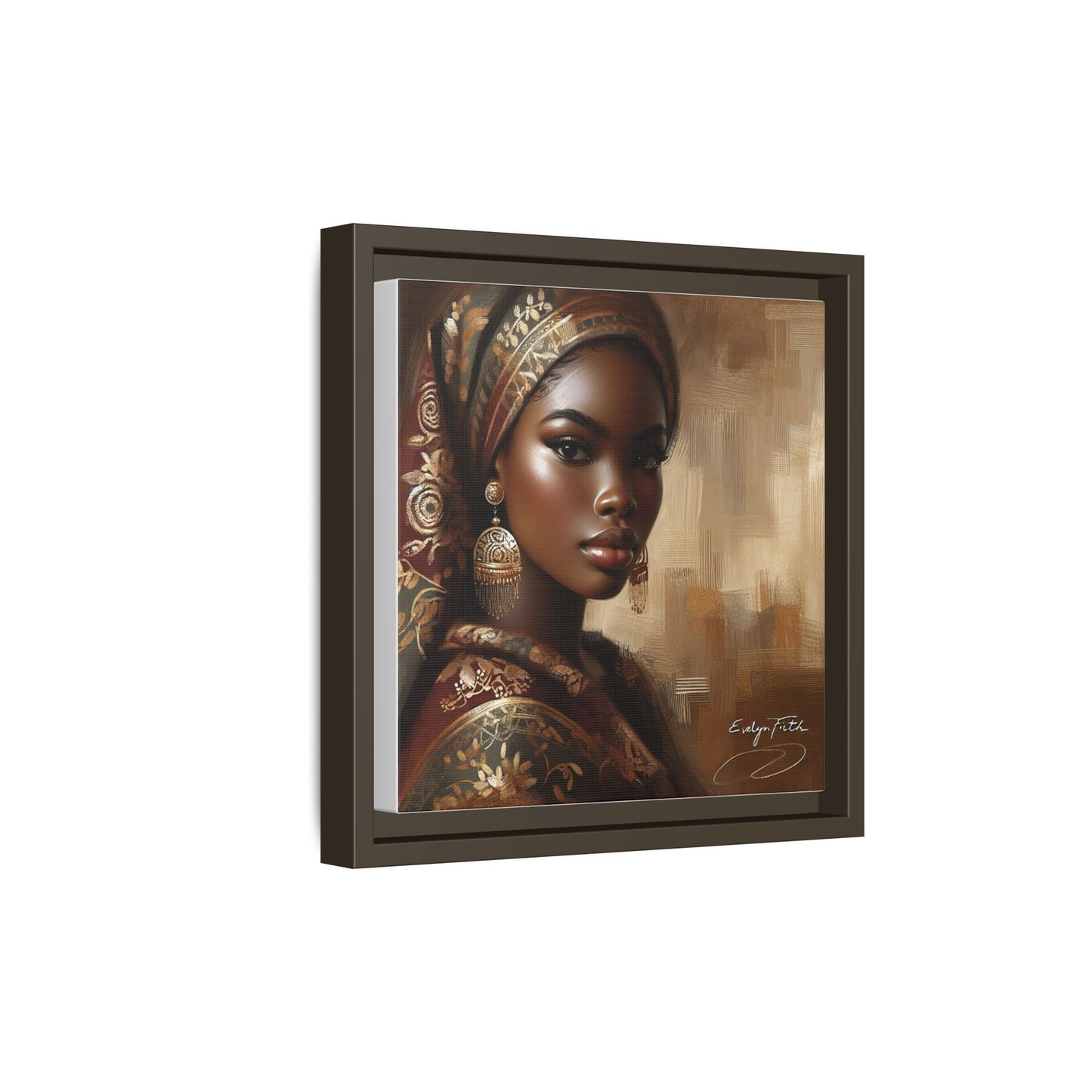 Wall Art Print, Elegant Afrocentric Home Decor, Black Woman Portrait, Unique Gift for Her, Matte Canvas, Framed Art Print for Living Room
