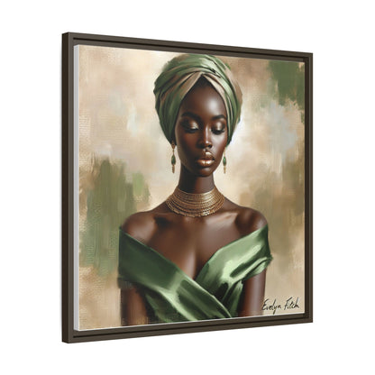 Stunning Framed Canvas Art Print, Elegant Wall Decor, Home Office Artwork, Black Glamour Portrait, Ethnic Style