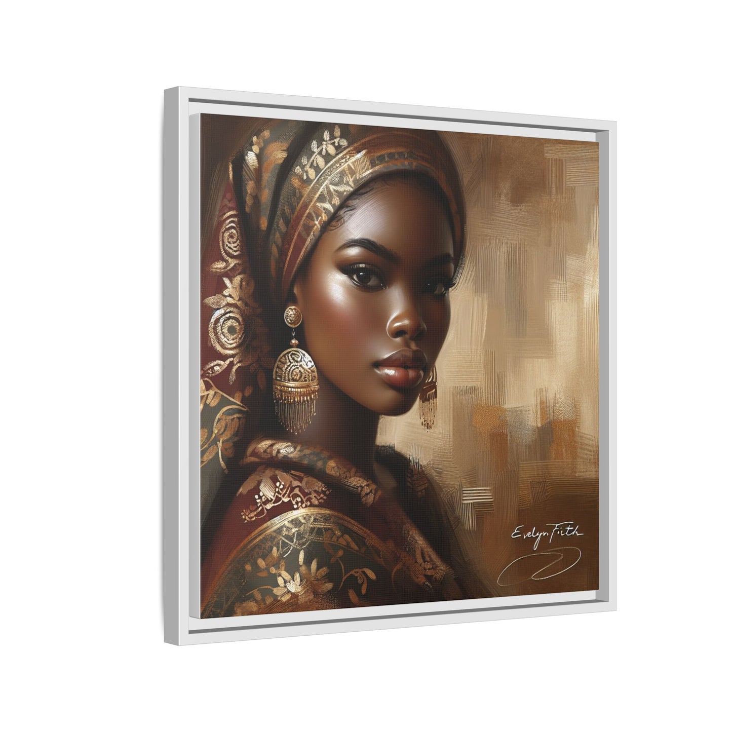 Wall Art Print, Elegant Afrocentric Home Decor, Black Woman Portrait, Unique Gift for Her, Matte Canvas, Framed Art Print for Living Room