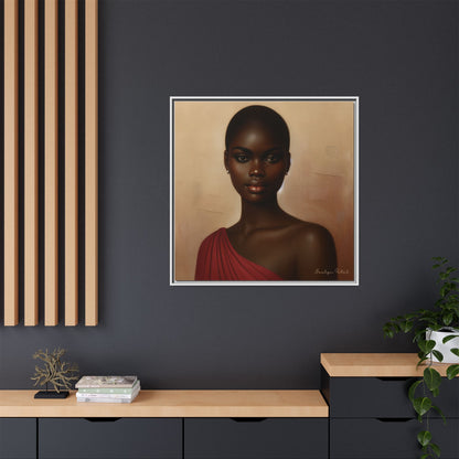 Wall Art, African Woman Portrait Painting, Matte Canvas, Framed, Home Decor, Living Room, Bedroom, Gift Ideas, Mother's Day, Black History