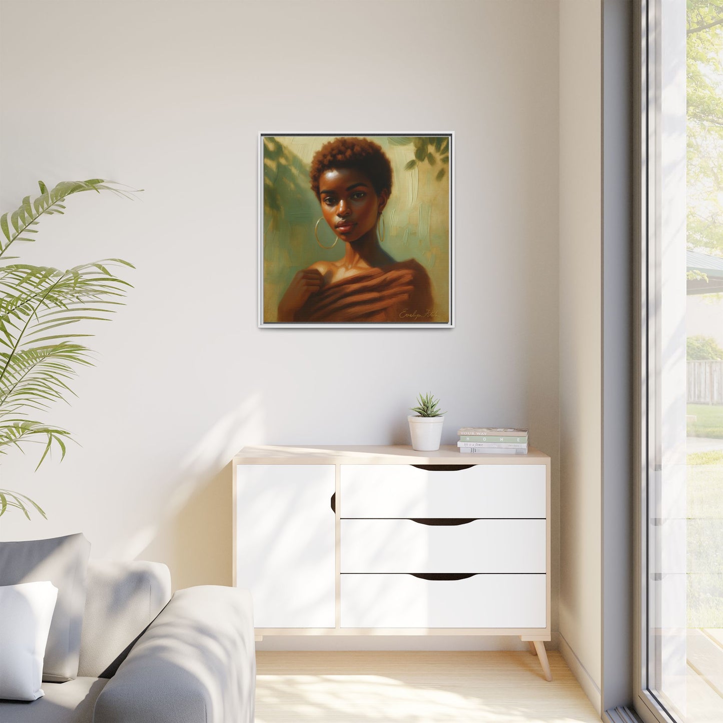 Framed Wall Art, Ethereal Portrait of a Woman, Home Decor, Gift for Her, Modern Artwork, Minimalist