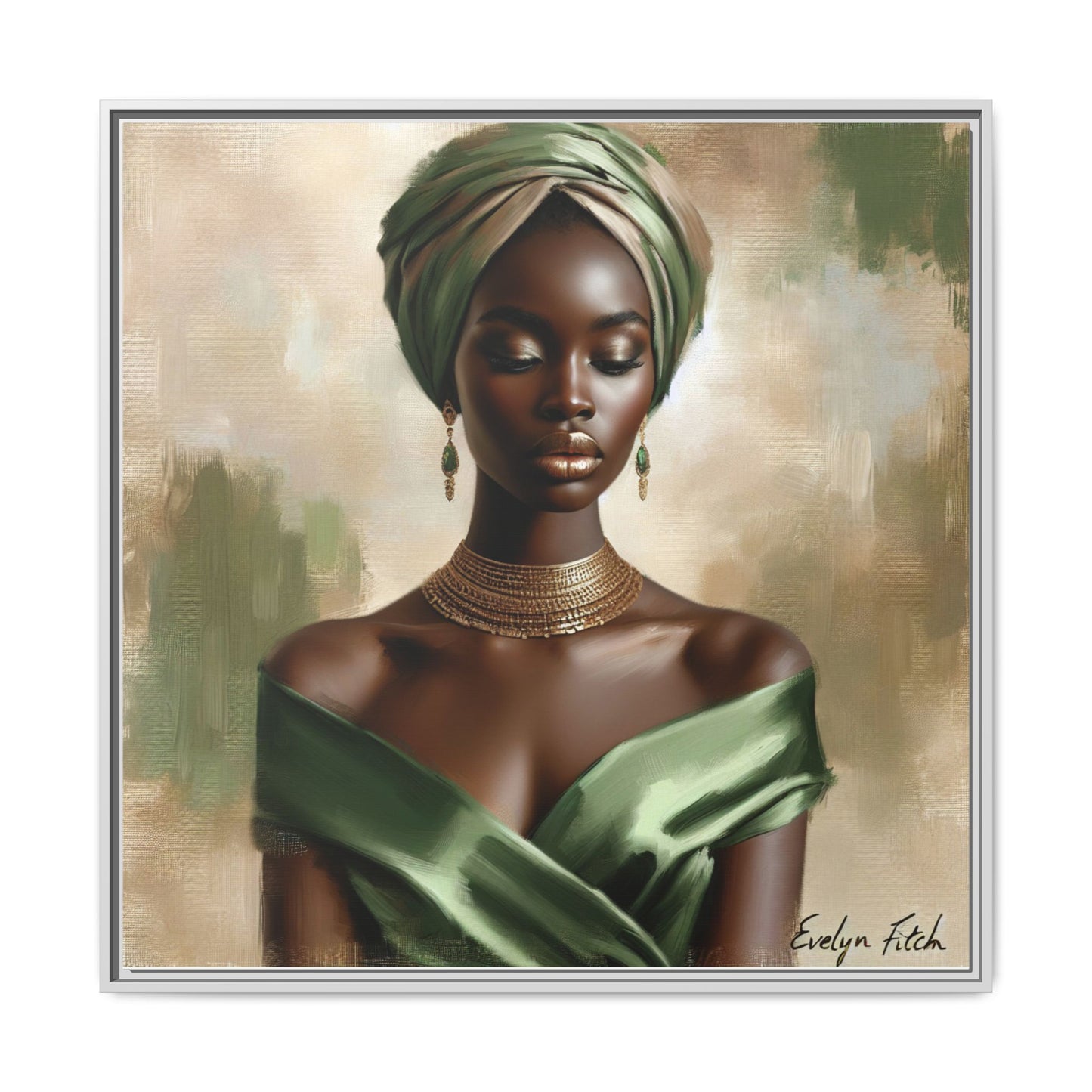 Stunning Framed Canvas Art Print, Elegant Wall Decor, Home Office Artwork, Black Glamour Portrait, Ethnic Style