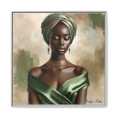 Stunning Framed Canvas Art Print, Elegant Wall Decor, Home Office Artwork, Black Glamour Portrait, Ethnic Style