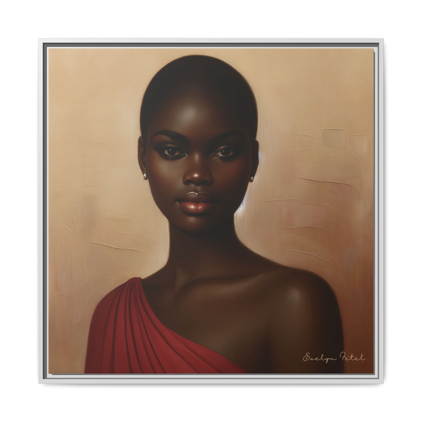 Wall Art, African Woman Portrait Painting, Matte Canvas, Framed, Home Decor, Living Room, Bedroom, Gift Ideas, Mother's Day, Black History