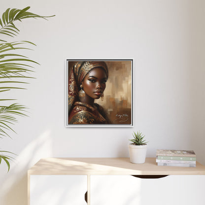 Wall Art Print, Elegant Afrocentric Home Decor, Black Woman Portrait, Unique Gift for Her, Matte Canvas, Framed Art Print for Living Room