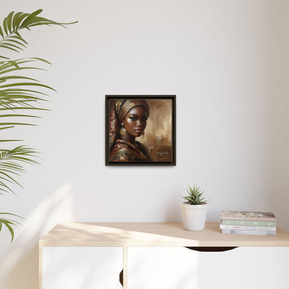 Wall Art Print, Elegant Afrocentric Home Decor, Black Woman Portrait, Unique Gift for Her, Matte Canvas, Framed Art Print for Living Room