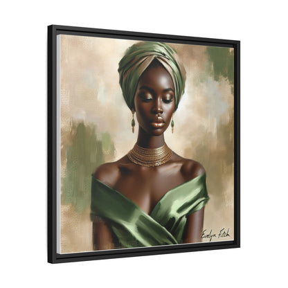 Stunning Framed Canvas Art Print, Elegant Wall Decor, Home Office Artwork, Black Glamour Portrait, Ethnic Style