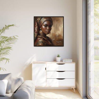 Wall Art Print, Elegant Afrocentric Home Decor, Black Woman Portrait, Unique Gift for Her, Matte Canvas, Framed Art Print for Living Room